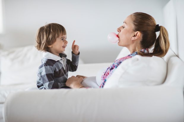 Mother And Her 2 Year Old Son Having Fun